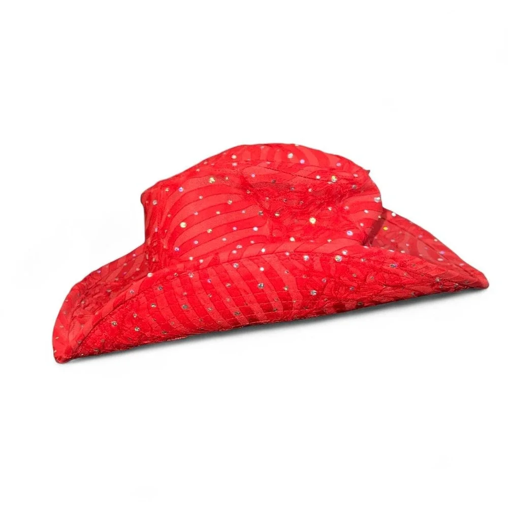 Sophia Collection Red Rhinestone Cowboy Hat Red Hat Society Western Costume Hat